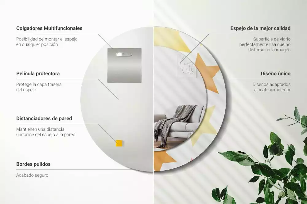 Espejo redondo estampado Estrellas pastel