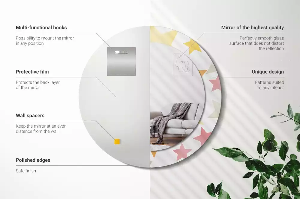 Espejo redondo estampado Estrellas pastel