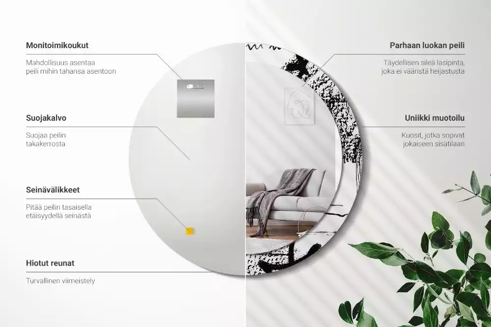 Espejo redondo estampado Patrón de grafiti