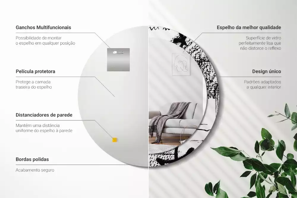 Espejo redondo estampado Patrón de grafiti