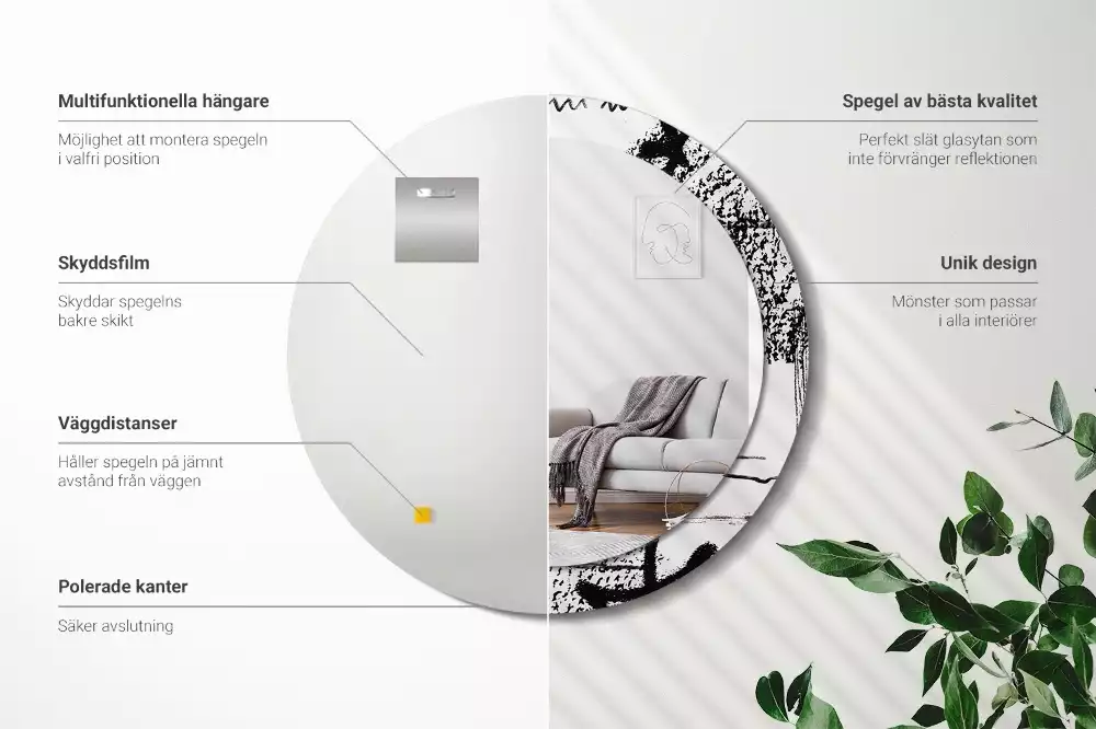 Espejo redondo estampado Patrón de grafiti