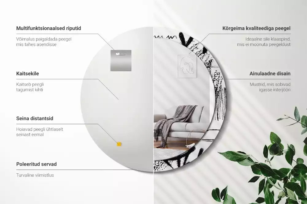 Espejo redondo estampado Patrón de grafiti