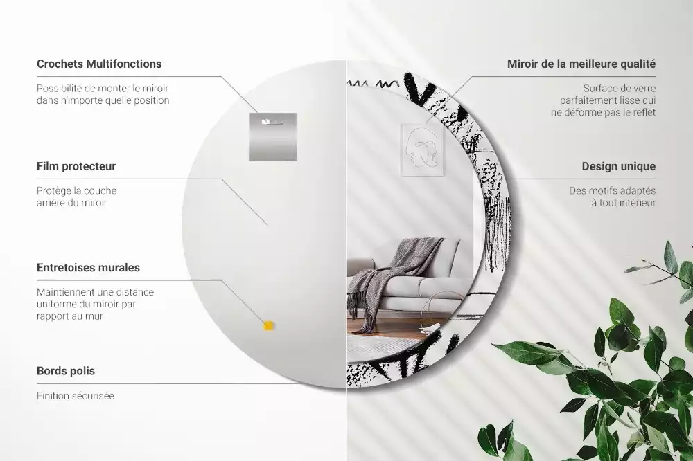 Espejo redondo estampado Patrón de grafiti