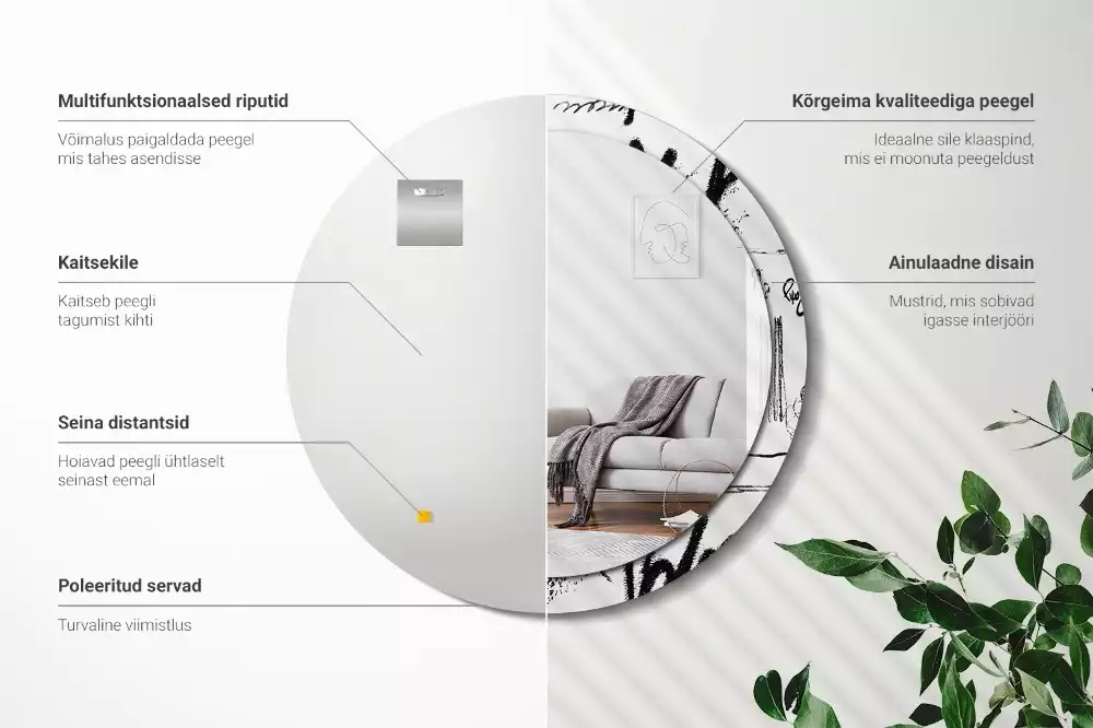 Espejo redondo estampado Patrón de grafiti