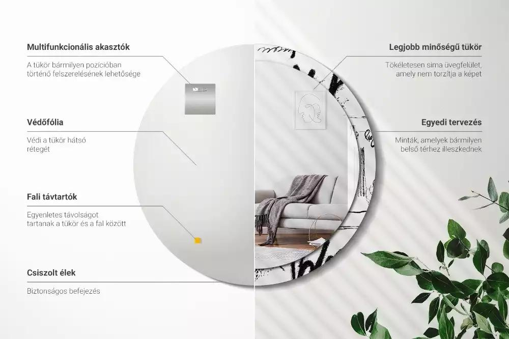 Espejo redondo estampado Patrón de grafiti