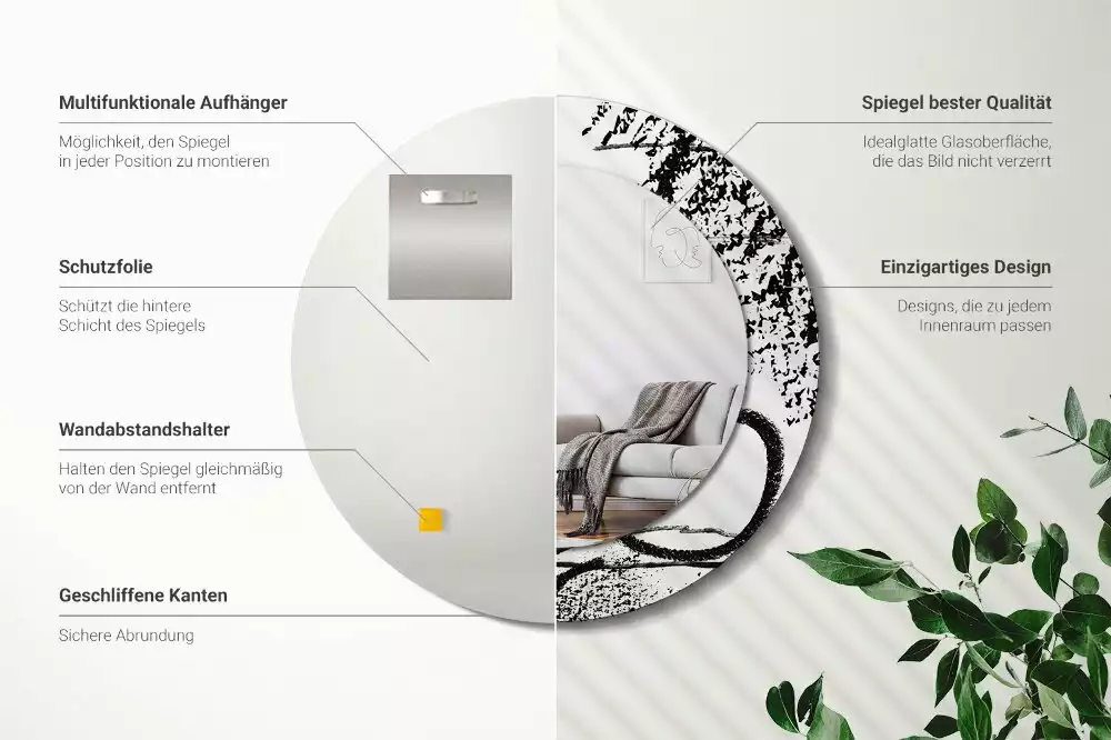 Espejo redondo estampado Patrón de grafiti