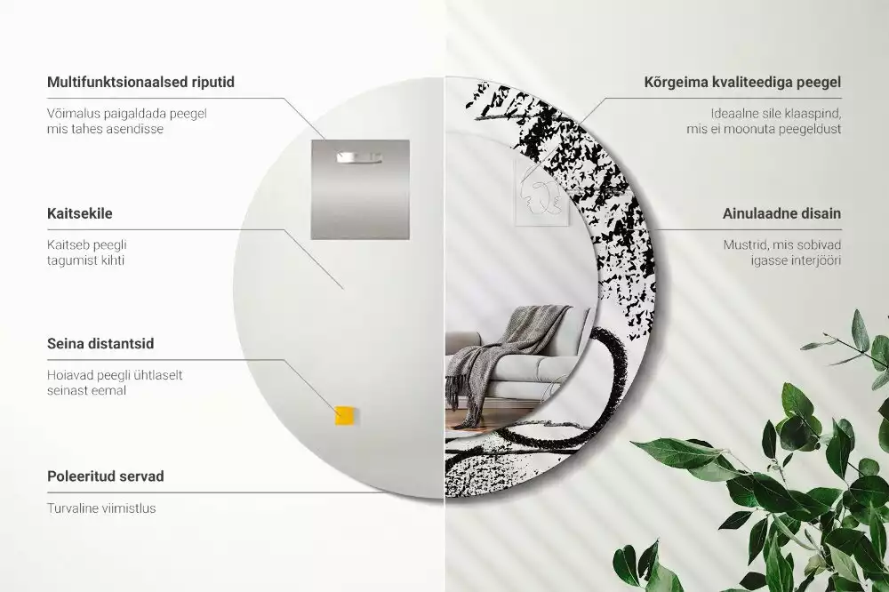 Espejo redondo estampado Patrón de grafiti