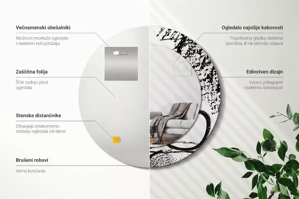 Espejo redondo estampado Patrón de grafiti