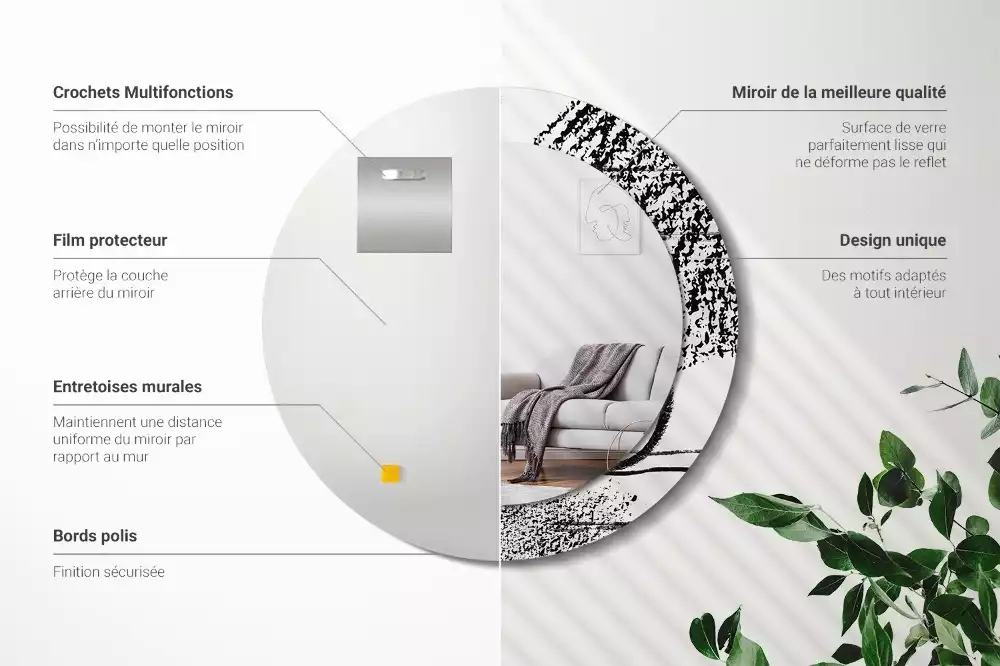 Espejo redondo estampado Patrón de grafiti