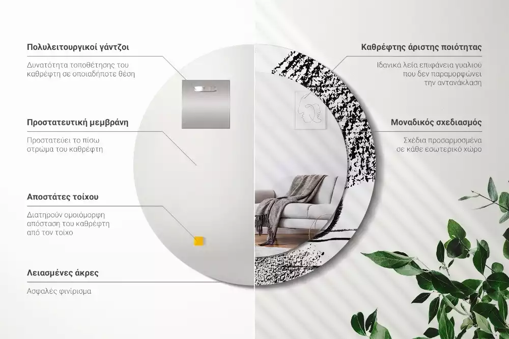 Espejo redondo estampado Patrón de grafiti