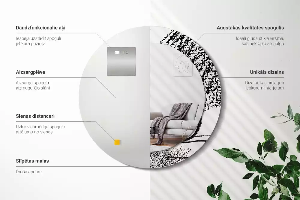 Espejo redondo estampado Patrón de grafiti