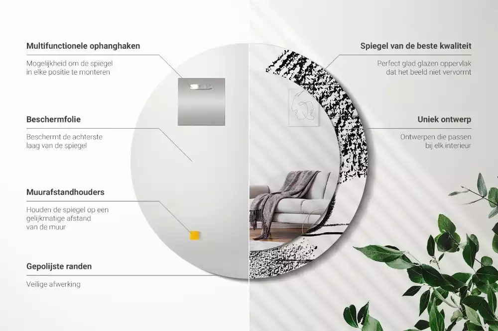 Espejo redondo estampado Patrón de grafiti