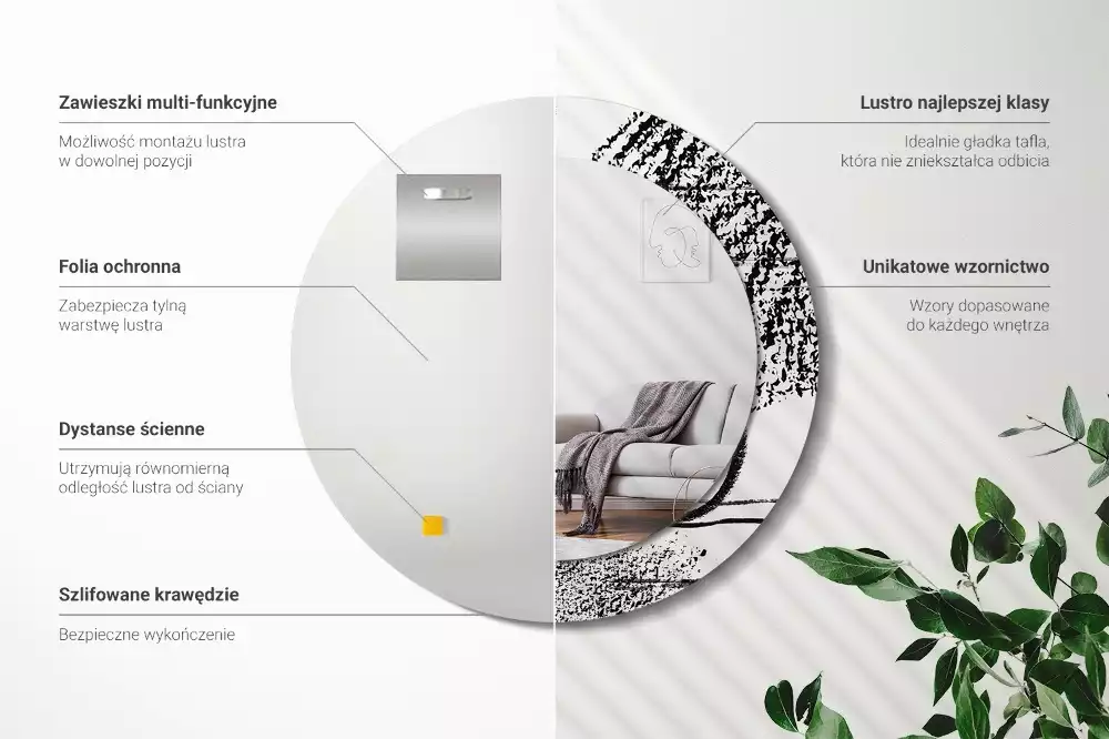 Espejo redondo estampado Patrón de grafiti