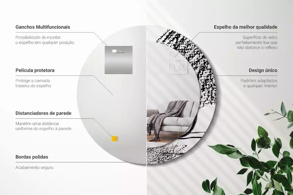 Espejo redondo estampado Patrón de grafiti