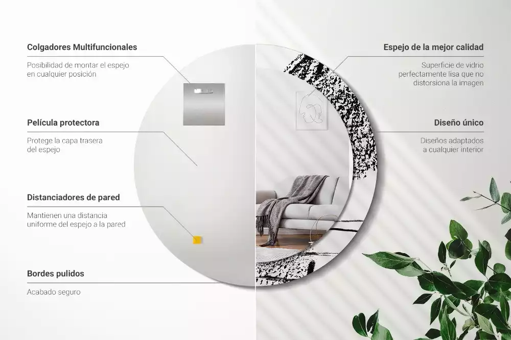 Espejo redondo estampado Patrón de grafiti