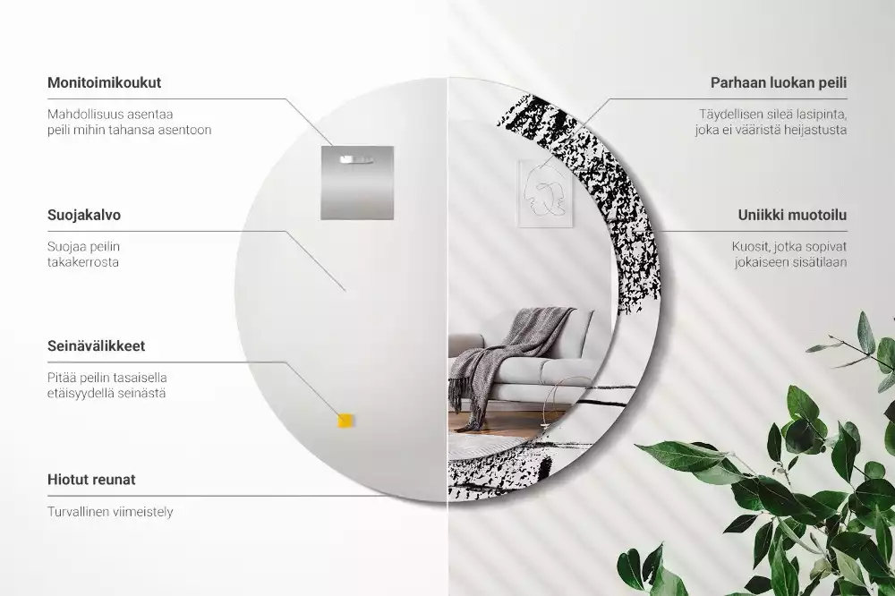 Espejo redondo estampado Patrón de grafiti