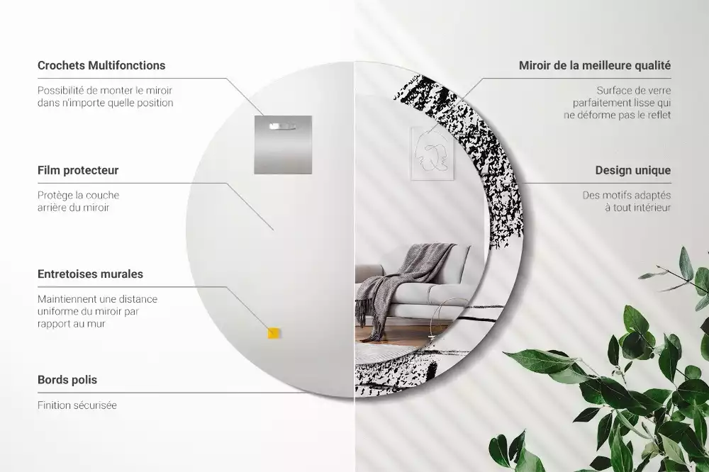 Espejo redondo estampado Patrón de grafiti