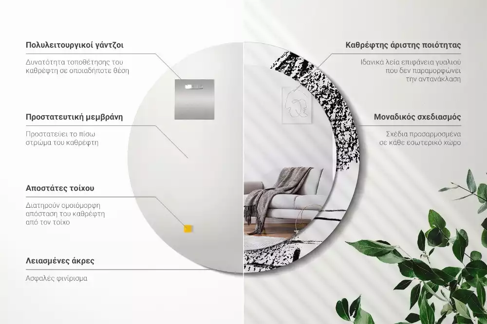 Espejo redondo estampado Patrón de grafiti