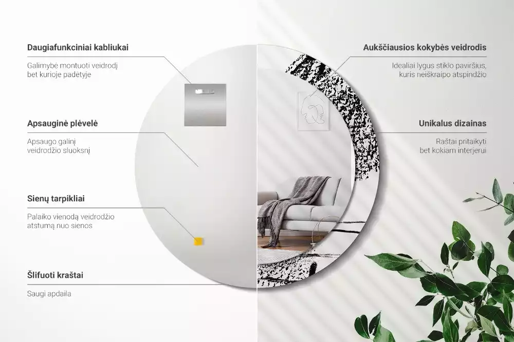 Espejo redondo estampado Patrón de grafiti