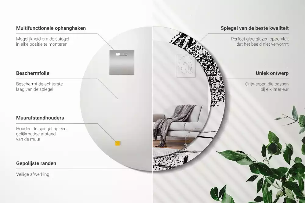 Espejo redondo estampado Patrón de grafiti