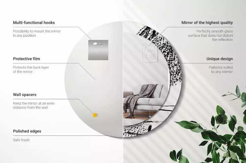 Espejo redondo estampado Patrón de grafiti