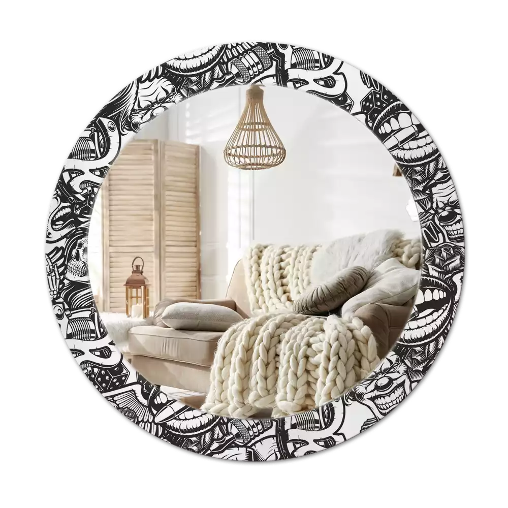 Espejo redondo con decoración Payasos de grafiti