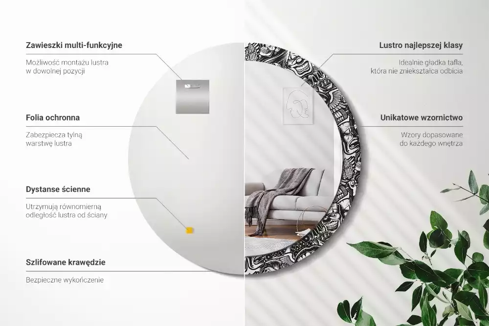 Espejo redondo con decoración Payasos de grafiti