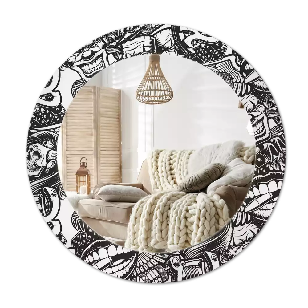 Espejo redondo con decoración Payasos de grafiti