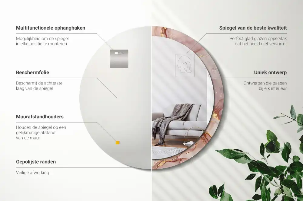 Espejo redondo estampado Fluido abstracto