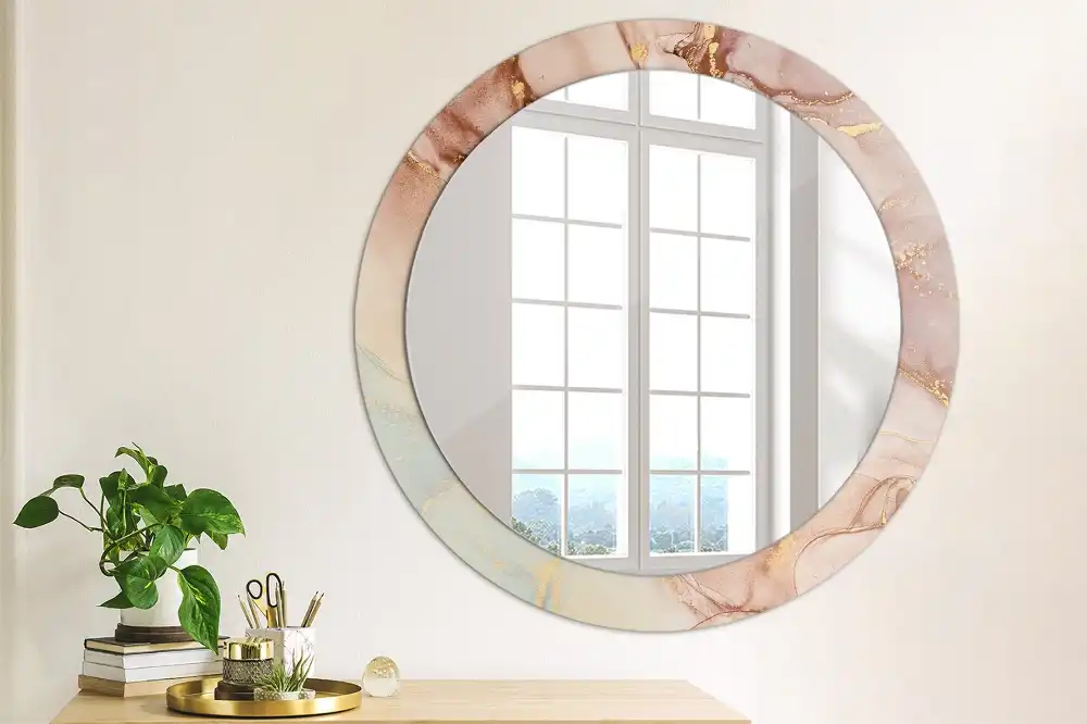 Espejo redondo estampado Fluido abstracto