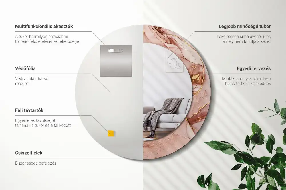 Espejo redondo estampado Fluido abstracto