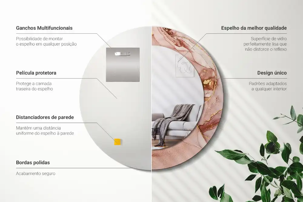 Espejo redondo estampado Fluido abstracto