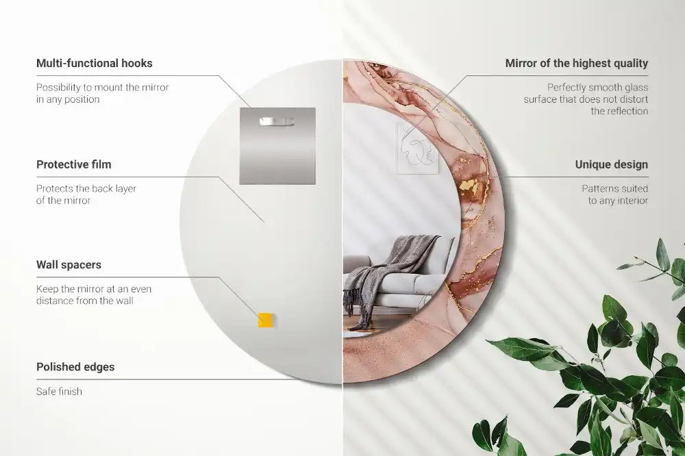 Espejo redondo estampado Fluido abstracto