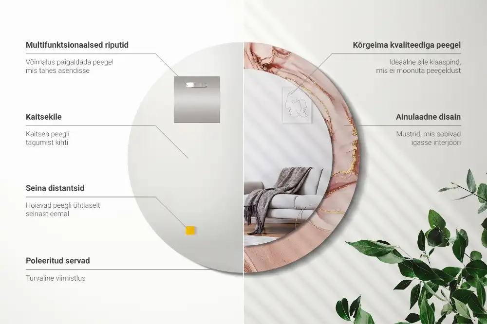 Espejo redondo estampado Fluido abstracto