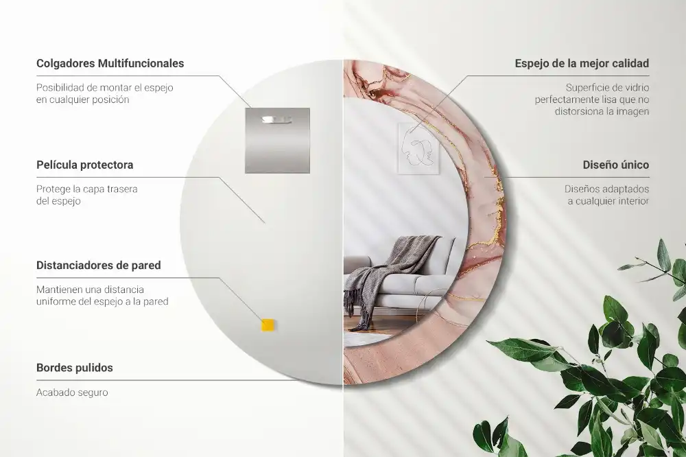 Espejo redondo estampado Fluido abstracto