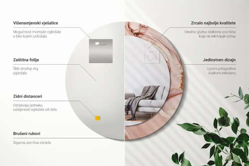 Espejo redondo estampado Fluido abstracto