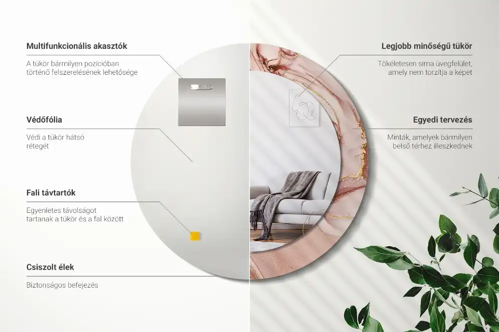 Espejo redondo estampado Fluido abstracto