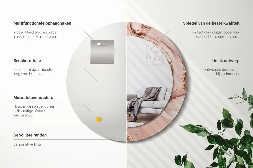 Espejo redondo estampado Fluido abstracto