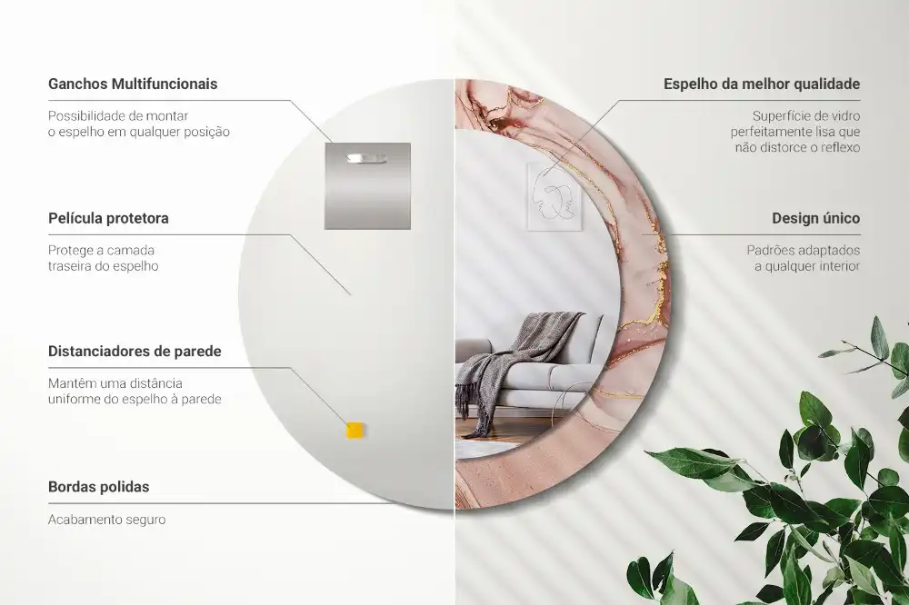 Espejo redondo estampado Fluido abstracto