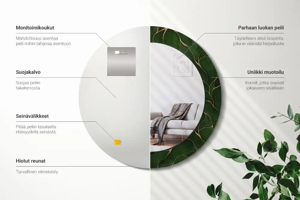 Espejo redondo impreso Hoja abstracta