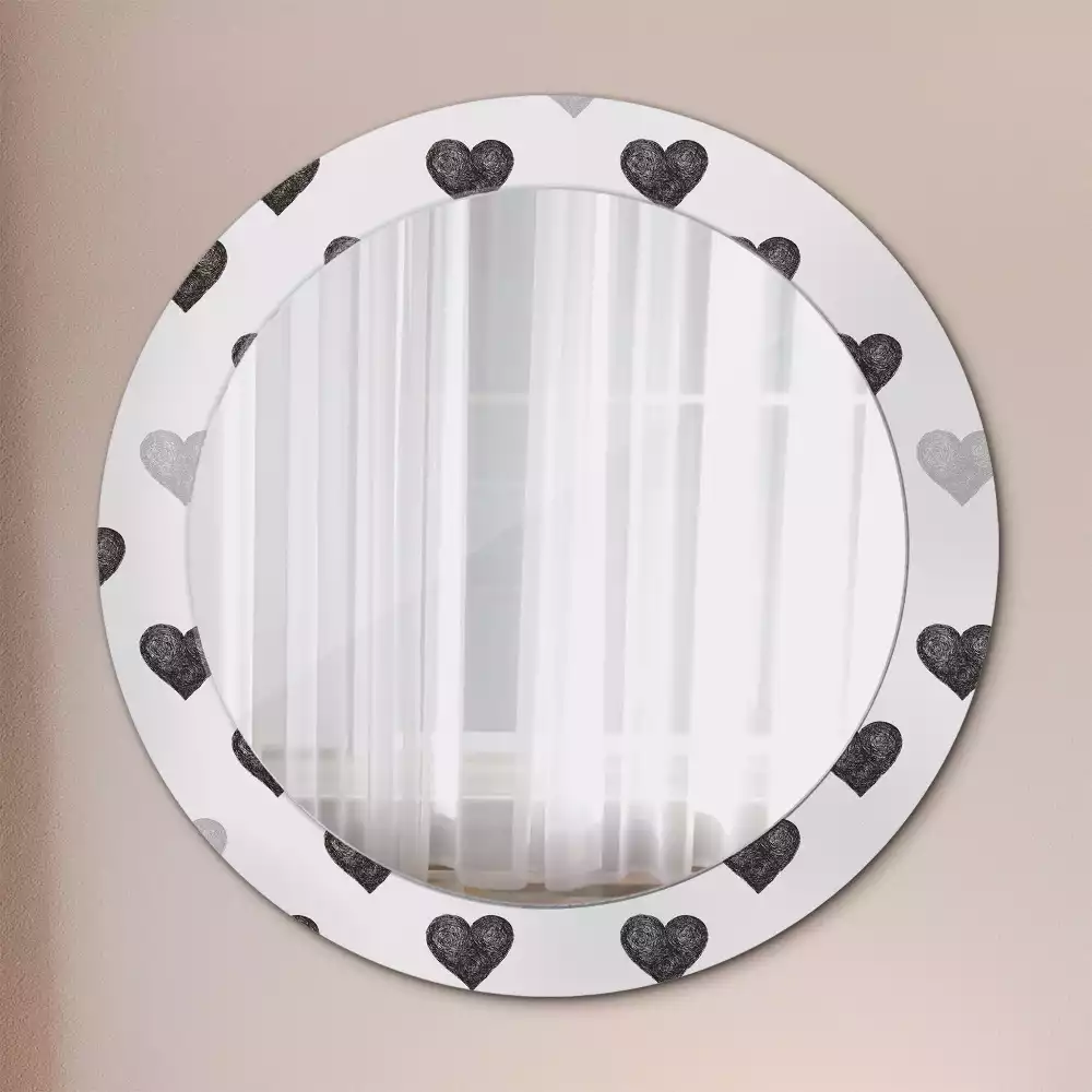 Espejo redondo impreso Corazones abstractos