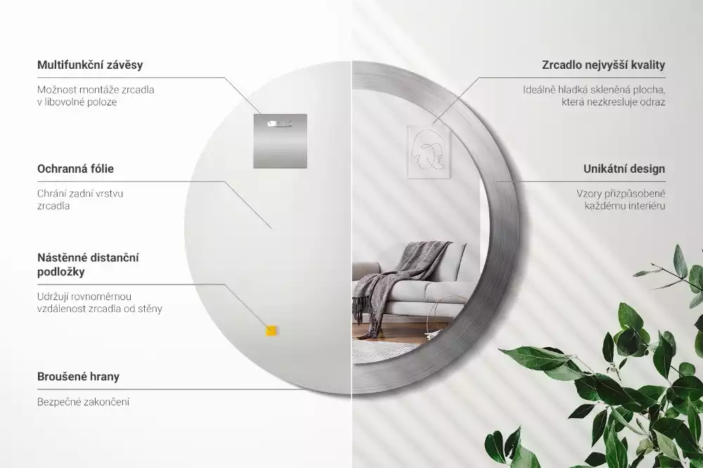 Espejo redondo impreso Imitación de metal