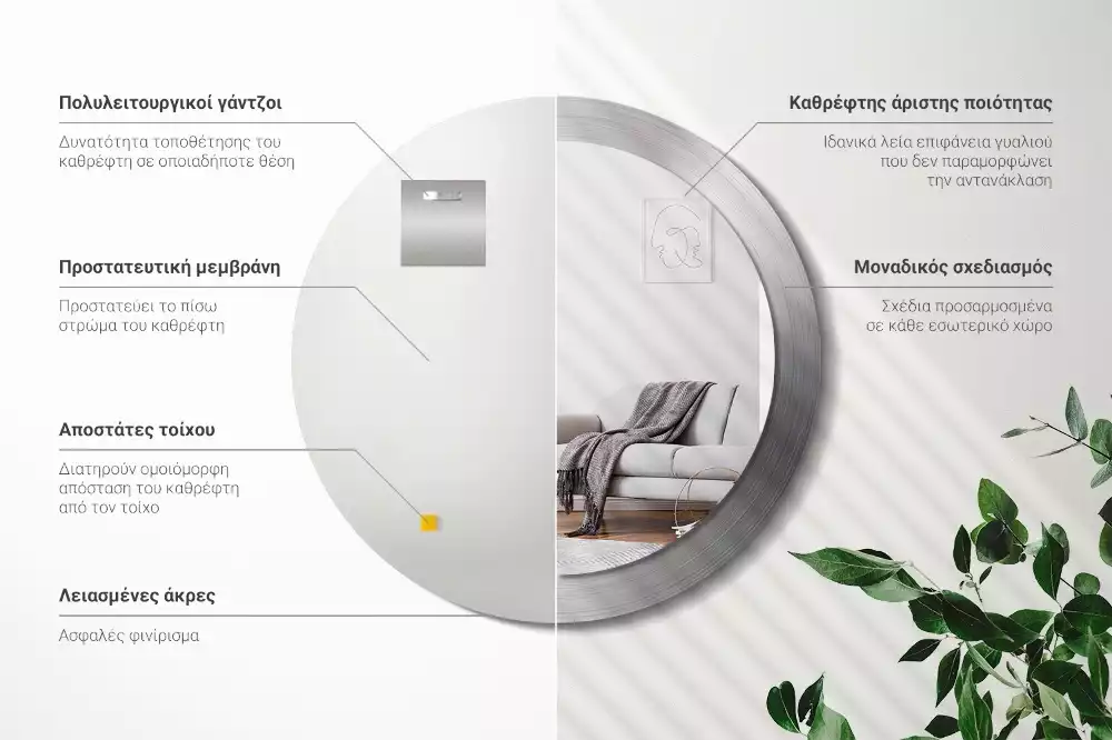 Espejo redondo impreso Imitación de metal