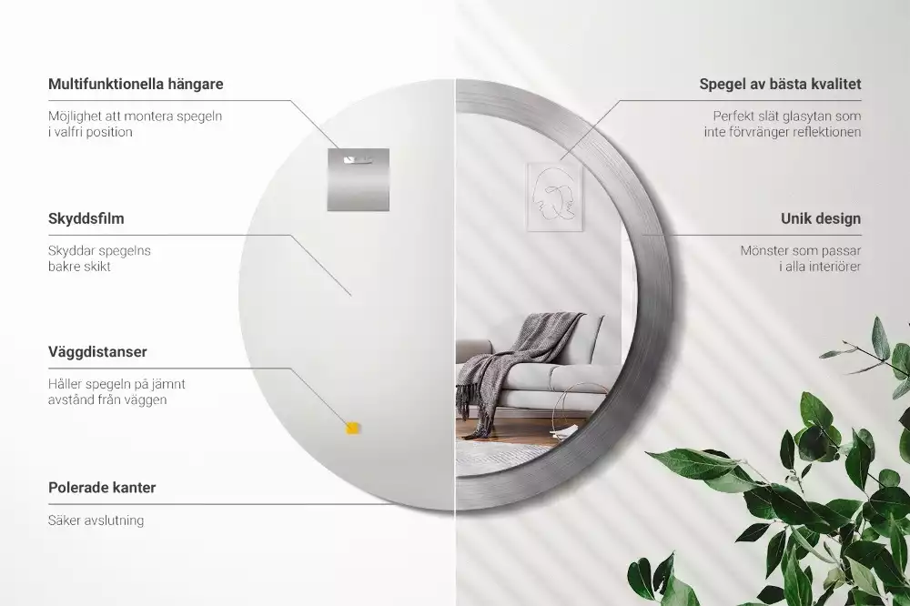 Espejo redondo impreso Imitación de metal