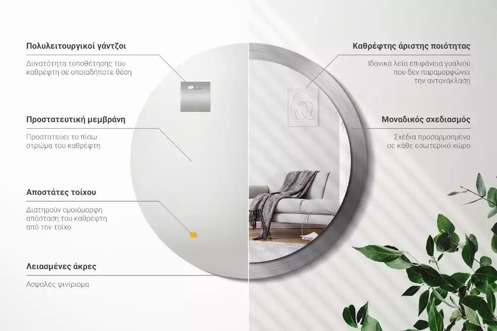 Espejo redondo impreso Imitación de metal