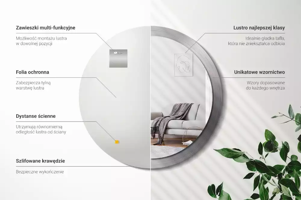 Espejo redondo impreso Imitación de metal