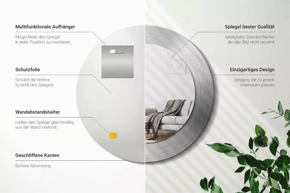 Espejo redondo impreso Imitación de metal