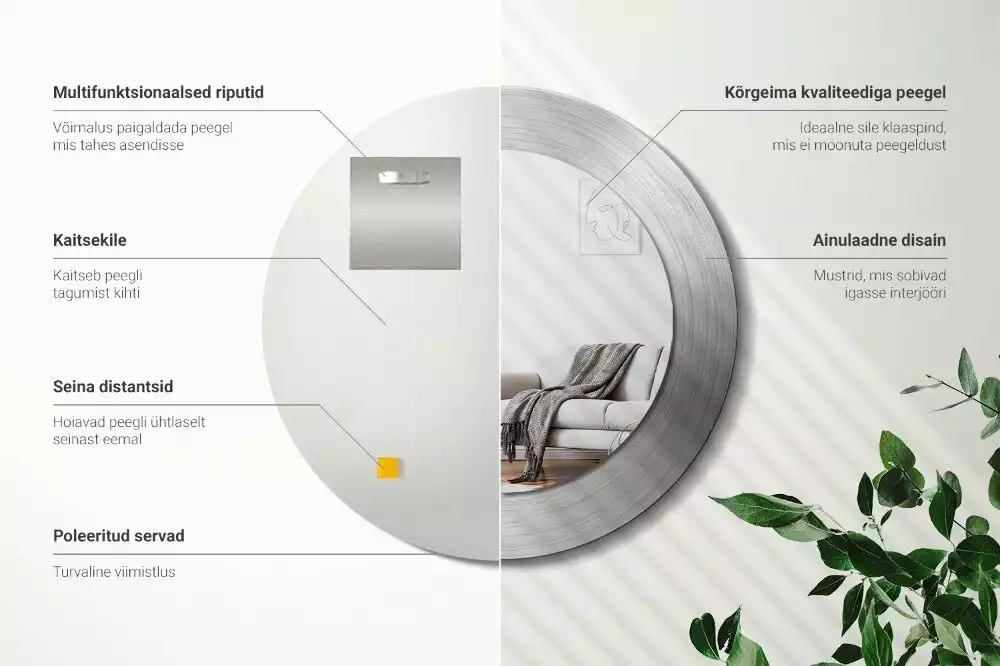 Espejo redondo impreso Imitación de metal