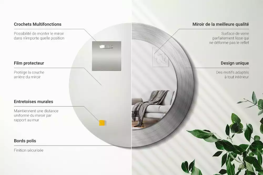 Espejo redondo impreso Imitación de metal