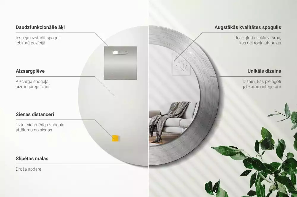 Espejo redondo impreso Imitación de metal